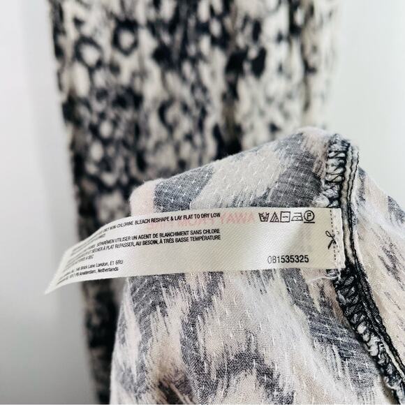Anthropologie Black White Ikat Animal Print Strappy Mini Dress XS Oversized - Picture 9 of 16